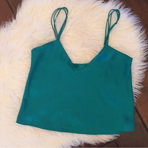 Emerald green Victoria’s Secret gold label cami